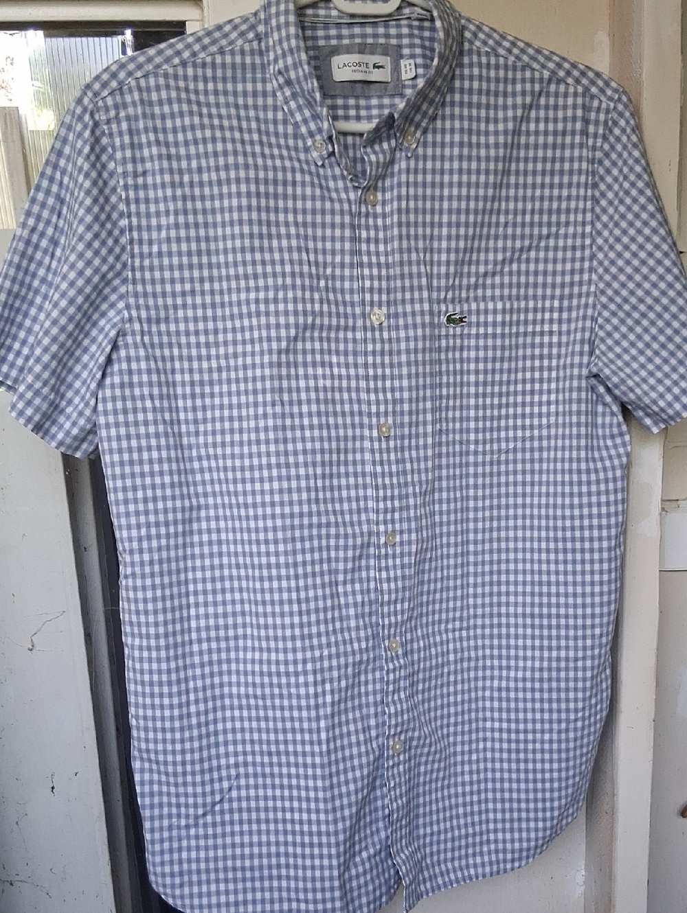 Mens Lacoste Regular Fit Gingham Shirt Medium